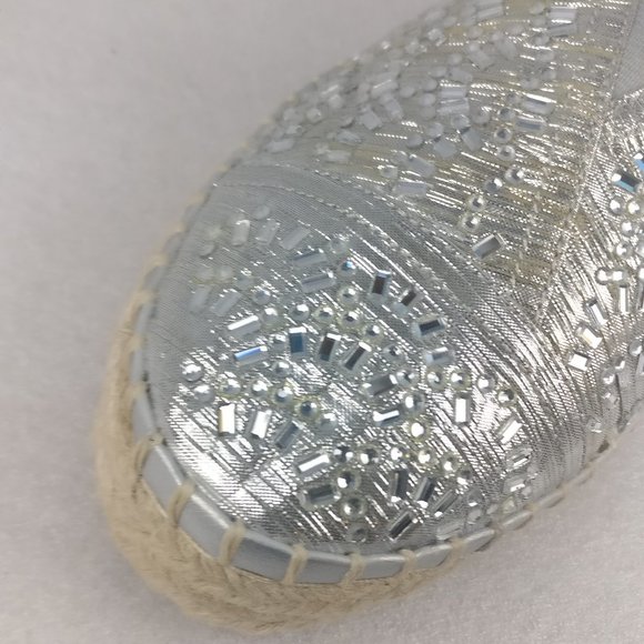 GIANNI BINI Espadrille Loafer with Sequins sparkly jewels, padded insole 8.5 NEW - Picture 4 of 10